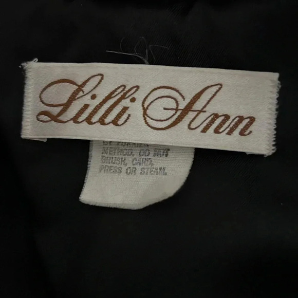 Lilli Ann Faux Fur vintage Black Bomber Jacket Sz medium Made In USA - Picture 3 of 8